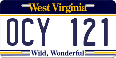 WV license plate OCY121