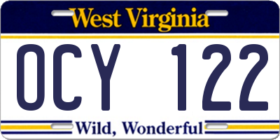 WV license plate OCY122