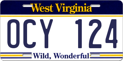 WV license plate OCY124
