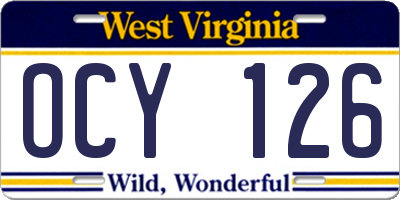 WV license plate OCY126