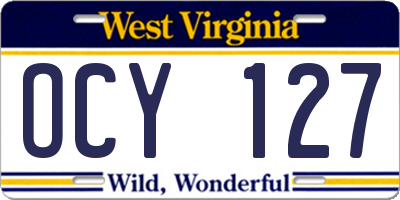 WV license plate OCY127