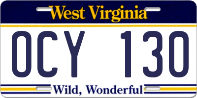 WV license plate OCY130