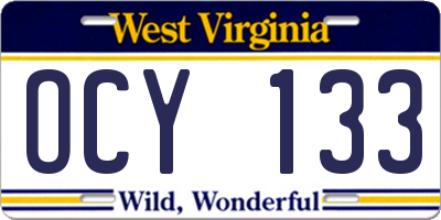 WV license plate OCY133