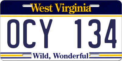 WV license plate OCY134