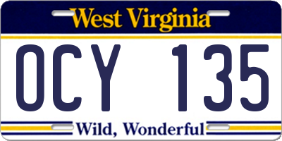 WV license plate OCY135