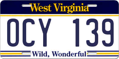 WV license plate OCY139