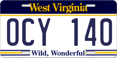 WV license plate OCY140