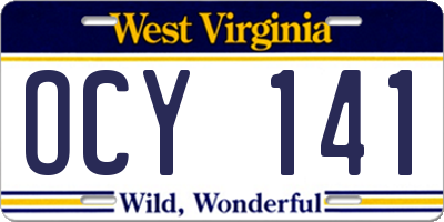 WV license plate OCY141