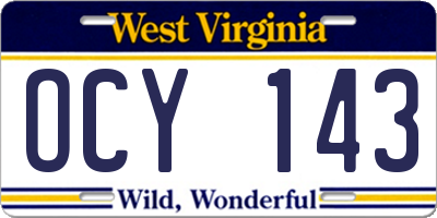 WV license plate OCY143