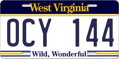 WV license plate OCY144