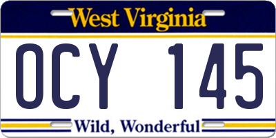 WV license plate OCY145