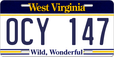 WV license plate OCY147