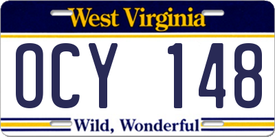 WV license plate OCY148