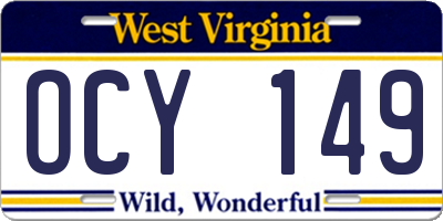 WV license plate OCY149