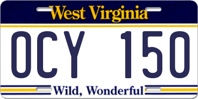 WV license plate OCY150