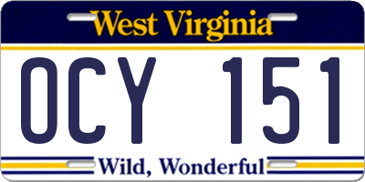 WV license plate OCY151