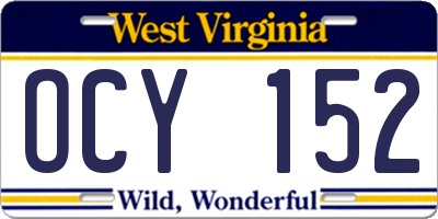 WV license plate OCY152