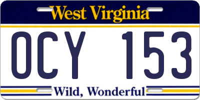 WV license plate OCY153