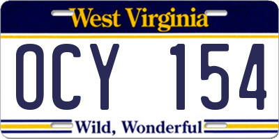 WV license plate OCY154