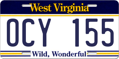 WV license plate OCY155