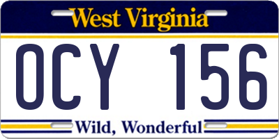 WV license plate OCY156