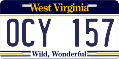 WV license plate OCY157