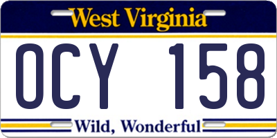 WV license plate OCY158