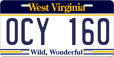 WV license plate OCY160
