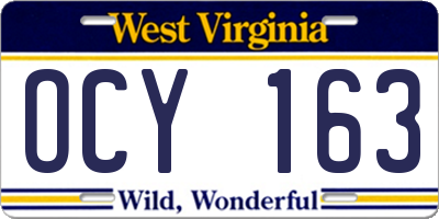 WV license plate OCY163