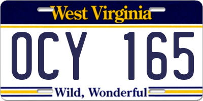 WV license plate OCY165