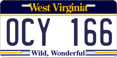 WV license plate OCY166