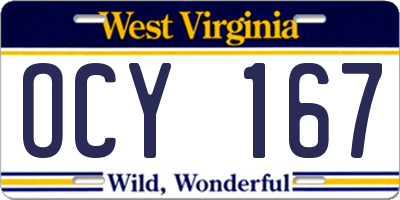 WV license plate OCY167
