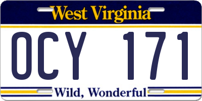 WV license plate OCY171