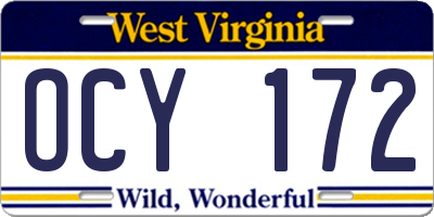 WV license plate OCY172