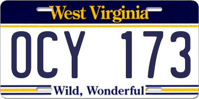 WV license plate OCY173