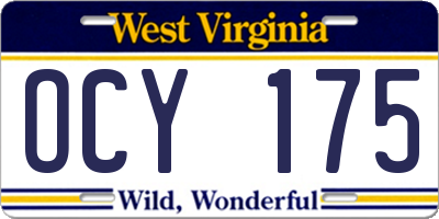 WV license plate OCY175