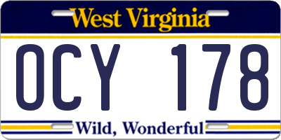 WV license plate OCY178