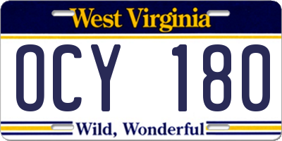 WV license plate OCY180