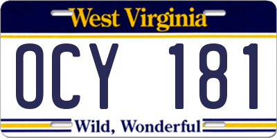 WV license plate OCY181