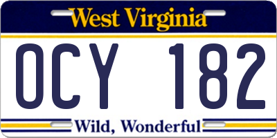 WV license plate OCY182
