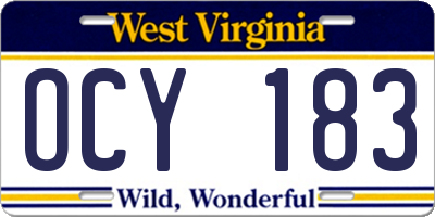 WV license plate OCY183