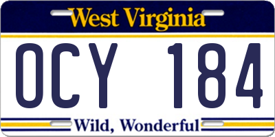 WV license plate OCY184