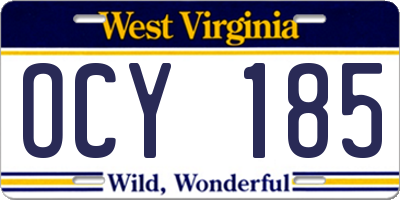 WV license plate OCY185