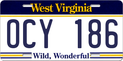 WV license plate OCY186