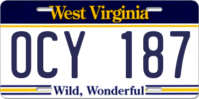 WV license plate OCY187