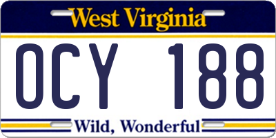 WV license plate OCY188