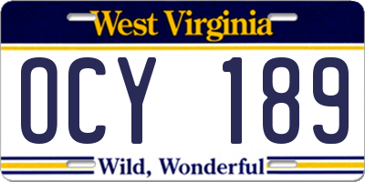 WV license plate OCY189