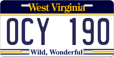 WV license plate OCY190