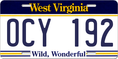 WV license plate OCY192