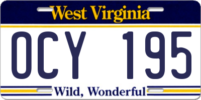 WV license plate OCY195